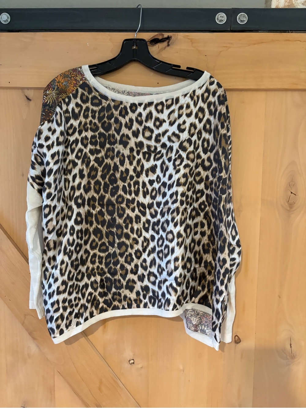 LA PRETIC OUISTON: Leopard Print Women's Sweater - Cream and Brown